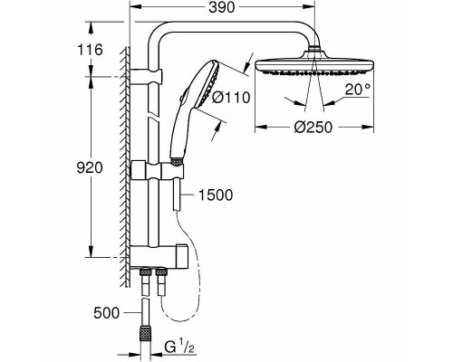 Душевая система Grohe Tempesta 250 Хром