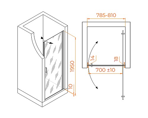 Душевая дверь RGW Leipzig LE-003-Gg 80 351200308-110 профиль Серый стекло прозрачное