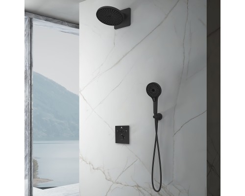 Душевая система Vincea Inspire VSFW-3I21MT5MB с термостатом Черная матовая