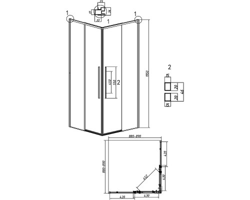 Душевой уголок Grossman Galaxy 90х90 300.K33.01.9090.10.00 профиль Хром стекло прозрачное