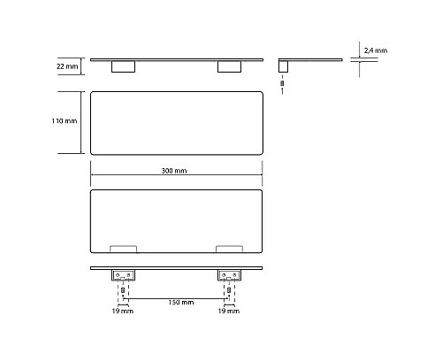 Металлическая полка Bemeta Organic Black 167102370 Черная матовая