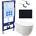 Комплект унитаза с инсталляцией Aquatek Set Aquatek Поларис-017 4в1 с сиденьем Микролифт и Черной матовой клавишей смыва