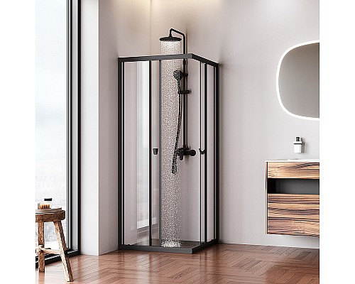 Душевой уголок AM.PM Sunny 80х80 W87G-403-8080-BT профиль Черный матовый стекло прозрачное
