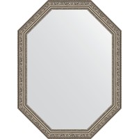 Зеркало Evoform Octagon 60x80 в багетной раме - Виньетка состаренное серебро 56 мм