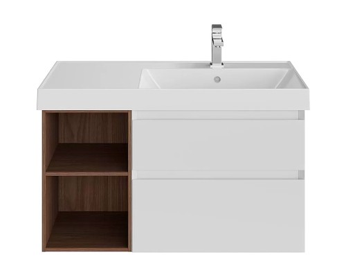 Тумба под раковину Kerama Marazzi Cubo 90 R CUB.90.2Rh\WHTM.N подвесная Белая матовая Структурированный орех