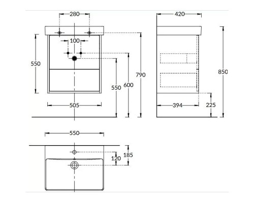 Тумба под раковину Kerama Marazzi Pro 55 PRO.55.2\WHT.M подвесная Белая матовая