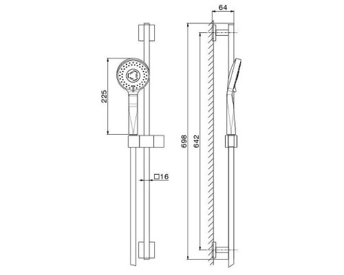 Душевой гарнитур Kerama Marazzi Futura 851KM.01.093 Черный матовый