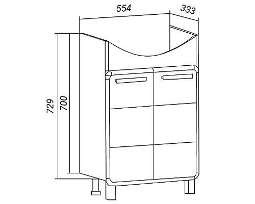 Тумба под раковину Runo Эрика 60 00-00004147 Белая