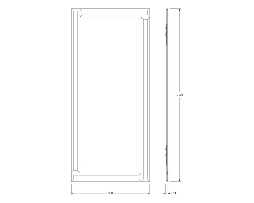Зеркало Evoform Style 110x50 с зеркальным обрамлением - цвет Бронза