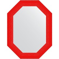 Зеркало Evoform Polygon 86х66 в багетной раме - Красная волна 89 мм