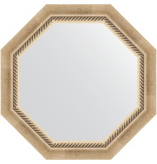 Зеркало Evoform Octagon 58х58 в багетной раме - Состаренное серебро с плетением 70 мм