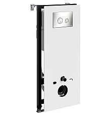 Инсталляция WasserKRAFT Abens 20TLT.010.ME.WH.BN01 для унитаза Белое стекло с клавишей смыва Никель