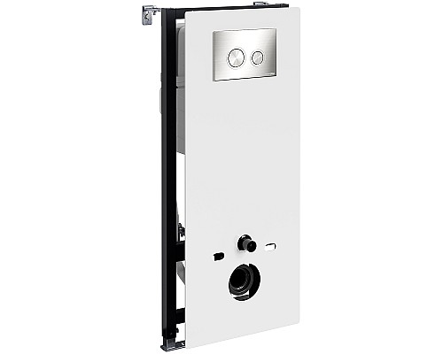 Инсталляция WasserKRAFT Abens 20TLT.010.ME.WH.BN01 для унитаза Белое стекло с клавишей смыва Никель