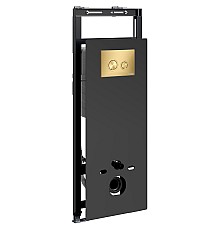 Инсталляция WasserKRAFT Salm 27TLT.010.ME.BL.MG01 для унитаза Черное стекло с клавишей смыва Золото матовое