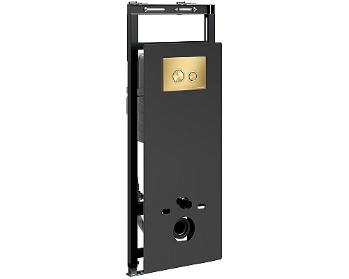 Инсталляция WasserKRAFT Salm 27TLT.010.ME.BL.MG01 для унитаза Черное стекло с клавишей смыва Золото матовое