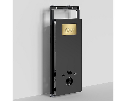 Инсталляция WasserKRAFT Salm 27TLT.010.ME.BL.MG01 для унитаза Черное стекло с клавишей смыва Золото матовое