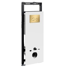 Инсталляция WasserKRAFT Salm 27TLT.010.ME.WH.MG01 для унитаза Белое стекло с клавишей смыва Золото матовое
