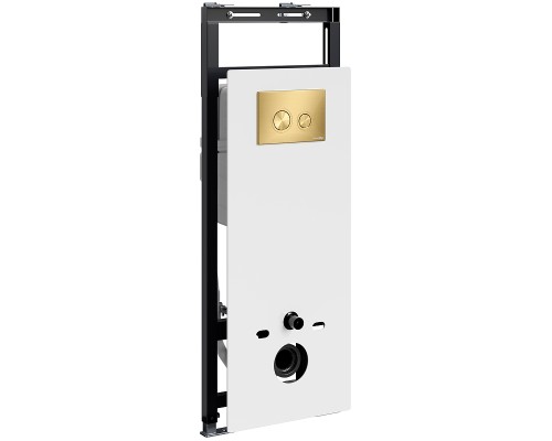 Инсталляция WasserKRAFT Salm 27TLT.010.ME.WH.MG01 для унитаза Белое стекло с клавишей смыва Золото матовое