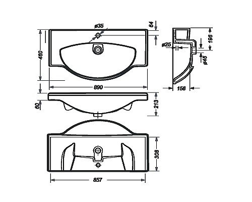 Раковина Sanita Luxe Classic Luxe 90 WB.FN/Classic/90-C/WHT.G/S1 Белая