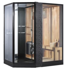 Душевая кабина Orans 180x130 R с сауной профиль Черный стекло прозрачное