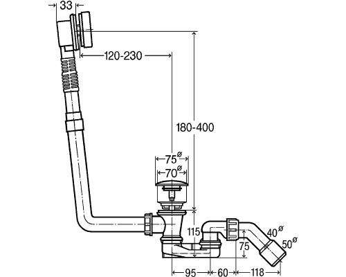 Слив-перелив Viega Sifon 6177.45 572853 click-clack Хром