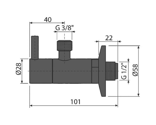 Запорный вентиль Alcaplast ARV001-BLACK угловой Черный матовый