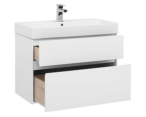 Тумба с раковиной Aquanet Бруклин 85 212598 подвесная Белая