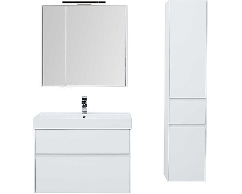 Тумба с раковиной Aquanet Бруклин 85 212598 подвесная Белая