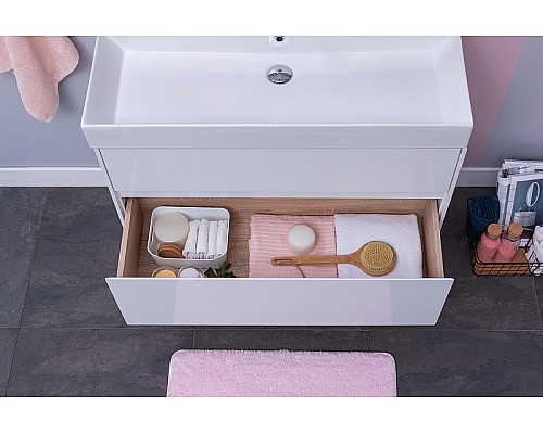 Тумба с раковиной Aquanet Бруклин 85 212598 подвесная Белая