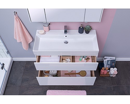 Тумба с раковиной Aquanet Бруклин 85 212598 подвесная Белая