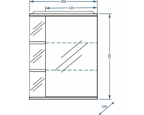 Зеркальный шкаф Stella Polar Концепт Нелея 55/С R SP-00000043 с подсветкой Белый