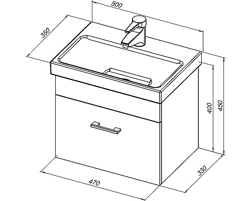 Тумба с раковиной Aquanet Нота 50 254064 подвесная Белая