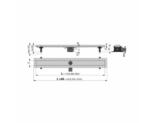 Душевой лоток Alcaplast Fit and Go (APZ13-DOUBLE9-550) с двухсторонней решеткой