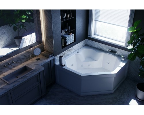 Акриловая ванна Aquatek Лира 148x148 LIR150-0000032 без гидромассажа с фронтальной панелью с каркасом (вклеенный) со слив-переливом