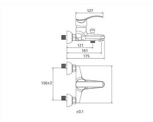 Смеситель для ванны Shouder Opal 030108 Слоновая кость Хром