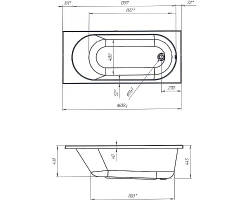 Акриловая ванна Marka One Atlas 160х70 01атл1670 без гидромассажа