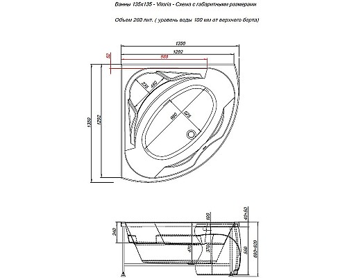 Акриловая ванна Aquanet Vitoria 130x130 205371 без гидромассажа Акриловая ванна Aquanet Vitoria 130x130 205371 без гидромассажа