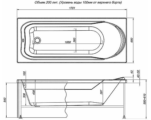Акриловая ванна Aquanet West 170х70 240463 без гидромассажа