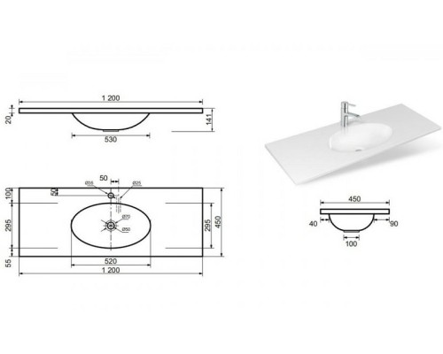 Раковина Эстет Вегас 120 ФР-00000775 Белая