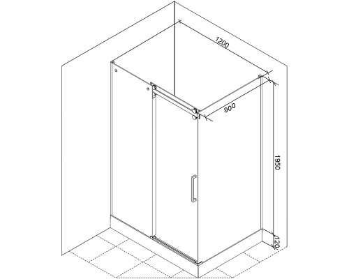 Душевой уголок Ceruttispa Ceza's 120x90 120B профиль Черный стекло прозрачное