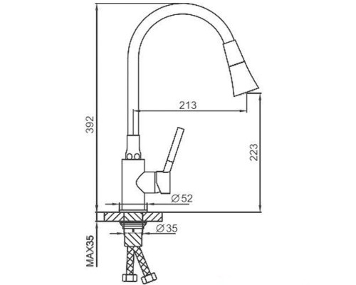 Смеситель для кухни Frap H44 F4044-6 Черный матовый