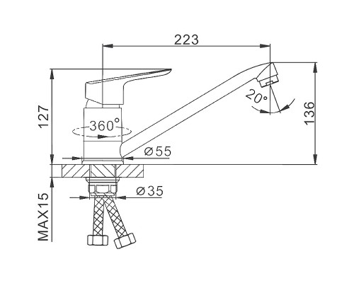 Смеситель для кухни Frap H703 F49703-B Хром