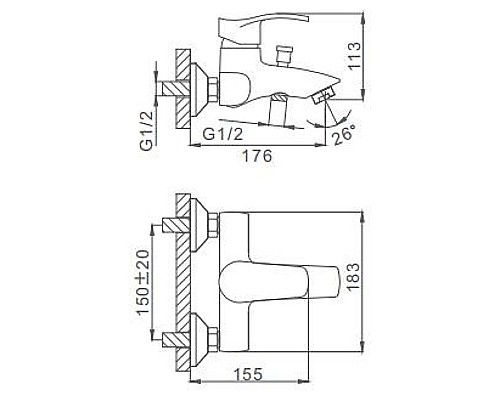 Смеситель для ванны Frap H70 F3070 Хром