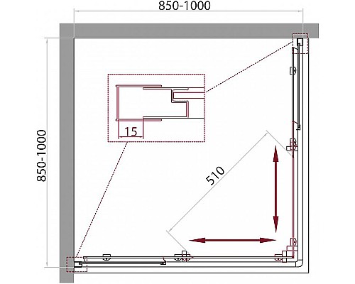 Душевой уголок BelBagno Unique 100х100 UNIQUE-A-2-85/100-P-Cr профиль Хром стекло рифленое