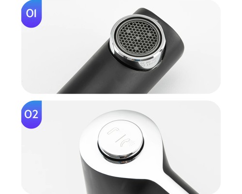 Смеситель на борт ванны Gappo G03-6 Черный матовый Хром