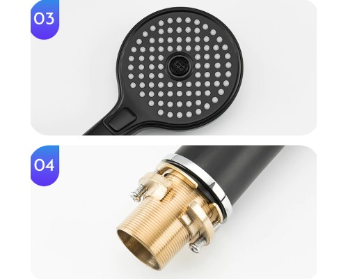 Смеситель на борт ванны Gappo G03-6 Черный матовый Хром