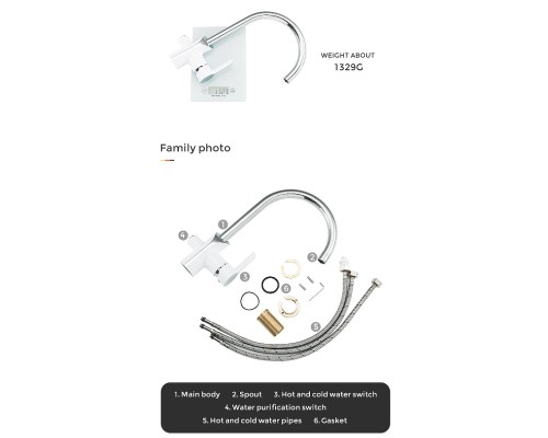 Смеситель для кухни Gappo G03-8 G4303-8 Белый Хром