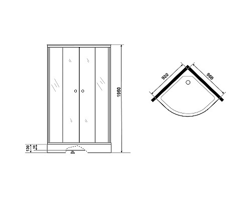 Душевой уголок Niagara Eco 90x90 NG-007-14N профиль Хром матовый стекло матовое
