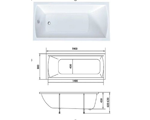 Акриловая ванна Marka One Modern 190х80 01мод1980 без гидромассажа