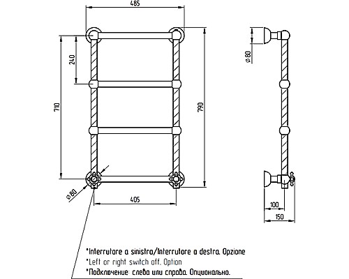 Электрический полотенцесушитель Migliore Edera 79x48 L 20296 Золото